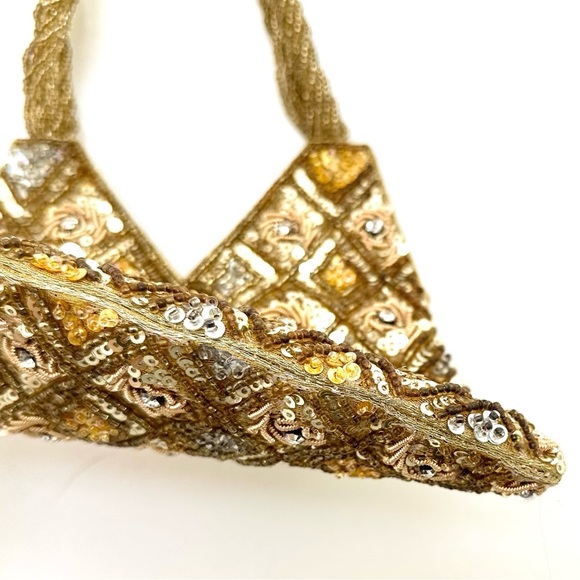 Gold Beaded Sequins Mini Bag Made in India 🇮🇳 EUC GORGEOUS - Picture 6 of 9